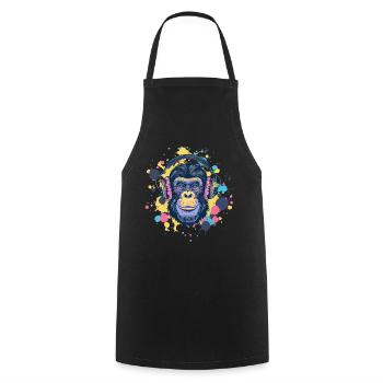 Singe Avec Casque Décoration Femme Cadeau Homme - Tablier de cuisine - noir - Devant - AI Model Male 185 dark (185cm)