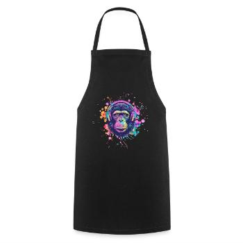 Singe Avec Casque Décoration Femme Cadeau Homme - Tablier de cuisine - noir - Devant - AI Model Male 185 dark (185cm)