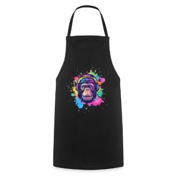 Singe Avec Casque Décoration Femme Cadeau Homme - Tablier de cuisine - noir - Devant - AI Model Male 185 dark (185cm)
