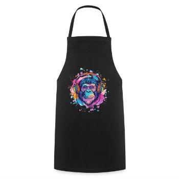 Singe Avec Casque Décoration Femme Cadeau Homme - Tablier de cuisine - noir - Devant - AI Model Male 185 dark (185cm)