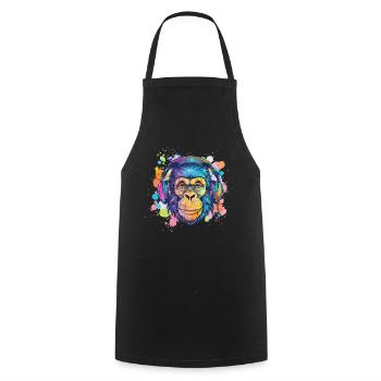 Singe Avec Casque Décoration Femme Cadeau Homme - Tablier de cuisine - noir - Devant - AI Model Male 185 dark (185cm)
