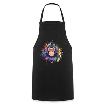 Singe Avec Casque Décoration Femme Cadeau Homme - Tablier de cuisine - noir - Devant - AI Model Male 185 dark (185cm)