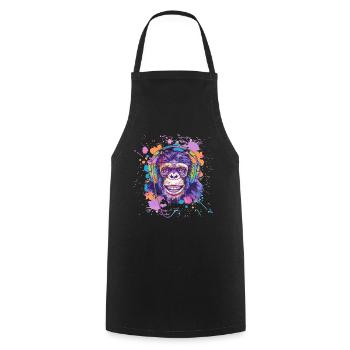 Singe Avec Casque Décoration Femme Cadeau Homme - Tablier de cuisine - noir - Devant - AI Model Male 185 dark (185cm)