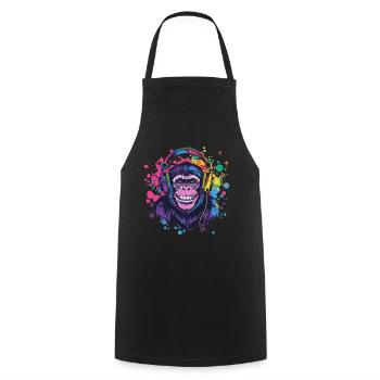 Singe Avec Casque Décoration Femme Cadeau Homme - Tablier de cuisine - noir - Devant - AI Model Male 185 dark (185cm)