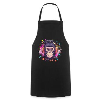 Singe Avec Casque Décoration Femme Cadeau Homme - Tablier de cuisine - noir - Devant - AI Model Male 185 dark (185cm)