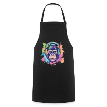 Singe Avec Casque Décoration Femme Cadeau Homme - Tablier de cuisine - noir - Devant - AI Model Male 185 dark (185cm)