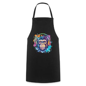 Singe Avec Casque Décoration Femme Cadeau Homme - Tablier de cuisine - noir - Devant - AI Model Male 185 dark (185cm)