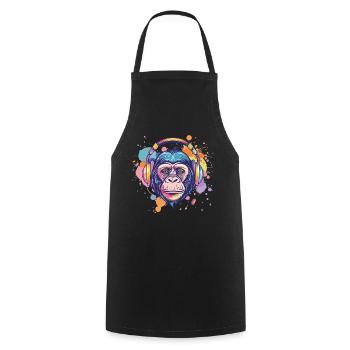 Singe Avec Casque Décoration Femme Cadeau Homme - Tablier de cuisine - noir - Devant - AI Model Male 185 dark (185cm)