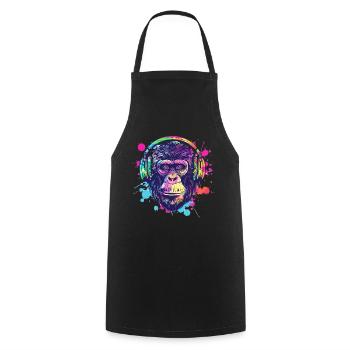 Singe Avec Casque Décoration Femme Cadeau Homme - Tablier de cuisine - noir - Devant - AI Model Male 185 dark (185cm)