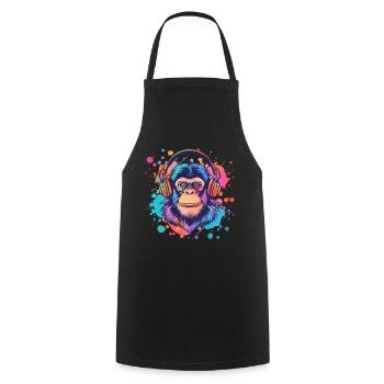 Singe avec casque Décoration femme Cadeau pour homme - Tablier de cuisine - noir - Devant - AI Model Male 185 dark (185cm)