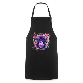 Singe Avec Casque Décoration Femme Cadeau Homme - Tablier de cuisine - noir - Devant - AI Model Male 185 dark (185cm)