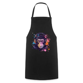 Singe Avec Casque Décoration Femme Cadeau Homme - Tablier de cuisine - noir - Devant - AI Model Male 185 dark (185cm)