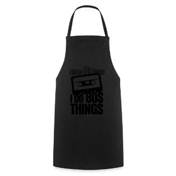 1980's Vintage 80s Music Tape - Cooking Apron - black - Front - AI Model Male 185 dark (185cm)