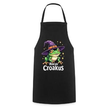 Hocus Croakus Niedlicher Halloween-Frosch Lustiges Hexenwortspiel - Kochschürze - Schwarz - Vorne - AI Model Male 185 dark (185cm)