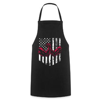 Patriotic Arm Wrestling American Flag - Cooking Apron - black - Front - AI Model Male 185 dark (185cm)
