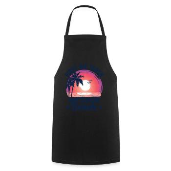 Erst unterrichten wir, dann Strand Lehrer Urlaub - Kochschürze - Schwarz - Vorne - AI Model Male 185 dark (185cm)