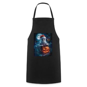 Halloween Gift Ghost with Christmas Hat Decoration - Cooking Apron - black - Front - AI Model Male 185 dark (185cm)