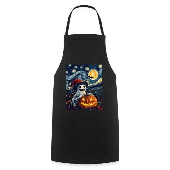 Halloween Gift Ghost with Christmas Hat Decoration - Cooking Apron - black - Front - AI Model Male 185 dark (185cm)