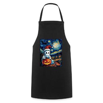 Halloween Geschenk Geist mit Weihnachtsmütze Deko - Kochschürze - Schwarz - Vorne - AI Model Male 185 dark (185cm)