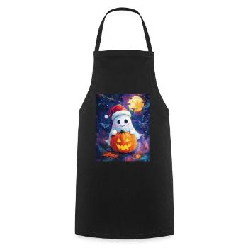 Halloween Geschenk Geist mit Weihnachtsmütze Deko - Kochschürze - Schwarz - Vorne - AI Model Male 185 dark (185cm)