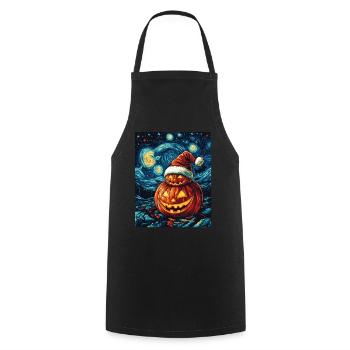 Halloween Gift Pumpkin with Santa Hat Decoration - Cooking Apron - black - Front - AI Model Male 185 dark (185cm)