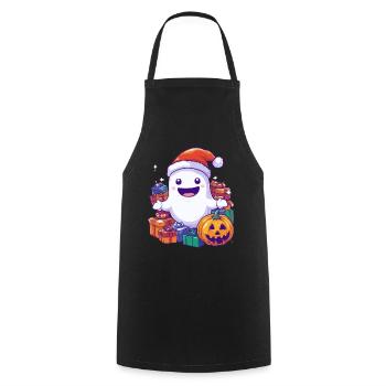 Halloween Geschenk Geist mit Weihnachtsmütze Deko - Kochschürze - Schwarz - Vorne - AI Model Male 185 dark (185cm)