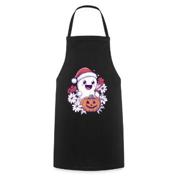 Halloween Gift Ghost with Christmas Hat Decoration - Cooking Apron - black - Front - AI Model Male 185 dark (185cm)