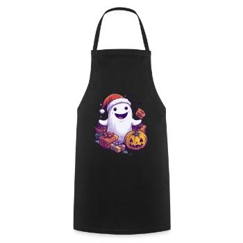 Halloween Geschenk Geist mit Weihnachtsmütze Deko - Kochschürze - Schwarz - Vorne - AI Model Male 185 dark (185cm)