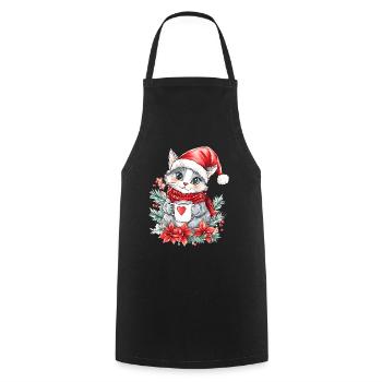 Cat Coffee Christmas Decoration Women Men Children - Cooking Apron - black - Front - AI Model Male 185 dark (185cm)