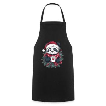 Panda Café Décoration de Noël Femmes Hommes Enfants - Tablier de cuisine - noir - Devant - AI Model Male 185 dark (185cm)