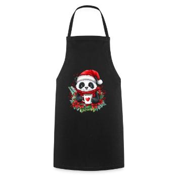 Panda Café Décoration de Noël Femmes Hommes Enfants - Tablier de cuisine - noir - Devant - AI Model Male 185 dark (185cm)