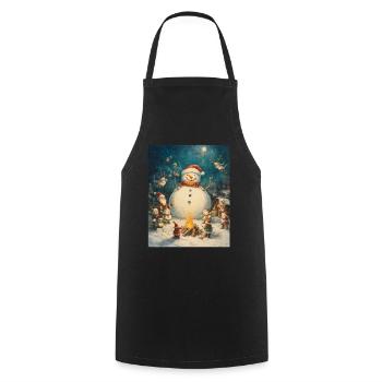 Schneemann Lagerfeuer Weihnachten Frauen Männer - Kochschürze - Schwarz - Vorne - AI Model Male 185 dark (185cm)