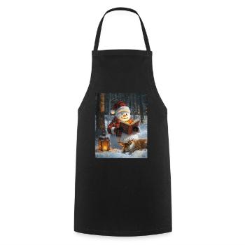 Snowman Christmas Women Men Children - Cooking Apron - black - Front - AI Model Male 185 dark (185cm)