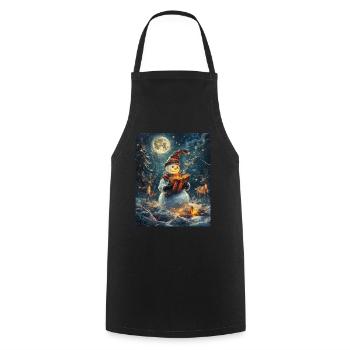 Snowman Christmas Decoration Women Men Children - Cooking Apron - black - Front - AI Model Male 185 dark (185cm)