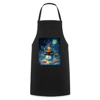 Snowman Christmas Decoration Women Men Children - Cooking Apron - black - Front - AI Model Male 185 dark (185cm)