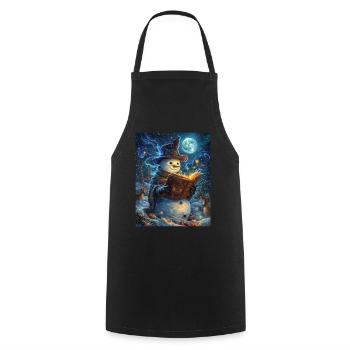 Snowman Christmas Decoration Women Men Children - Cooking Apron - black - Front - AI Model Male 185 dark (185cm)