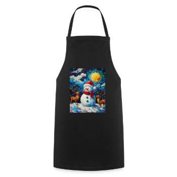 Snowman Christmas Decoration Women Men Children - Cooking Apron - black - Front - AI Model Male 185 dark (185cm)