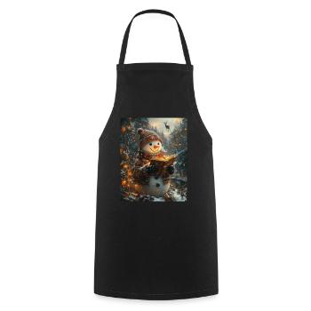 Snowman Christmas Decoration Women Men Children - Cooking Apron - black - Front - AI Model Male 185 dark (185cm)
