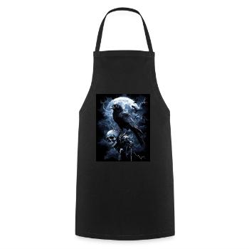 Raven Skull Moon Dark Gothic Black Crow - Cooking Apron - black - Front - AI Model Male 185 dark (185cm)