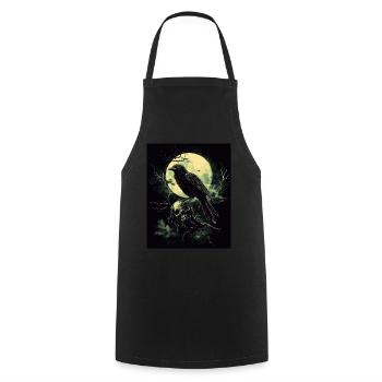 Raven Skull Moon Dark Gothic Black Crow - Cooking Apron - black - Front - AI Model Male 185 dark (185cm)