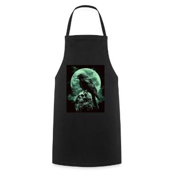 Raven Skull Moon Dark Gothic Black Crow - Cooking Apron - black - Front - AI Model Male 185 dark (185cm)