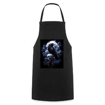Raven Skull Moon Dark Gothic Black Crow - Cooking Apron - black - Front - AI Model Male 185 dark (185cm)