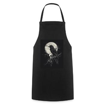 Raven Skull Moon Dark Gothic Black Crow - Cooking Apron - black - Front - AI Model Male 185 dark (185cm)