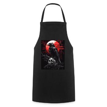 Raven Skull Moon Dark Gothic Black Crow - Cooking Apron - black - Front - AI Model Male 185 dark (185cm)