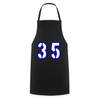 35 Zahl Symbol - Kochschürze - Schwarz - Vorne - AI Model Male 185 dark (185cm)