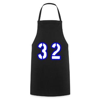 32 Zahl Symbol - Kochschürze - Schwarz - Vorne - AI Model Male 185 dark (185cm)