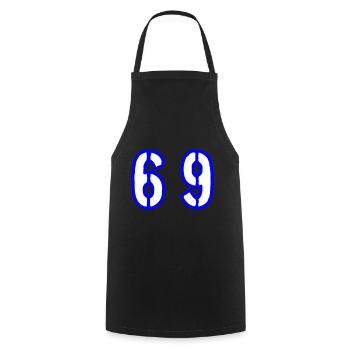69 Zahl Symbol - Kochschürze - Schwarz - Vorne - AI Model Male 185 dark (185cm)