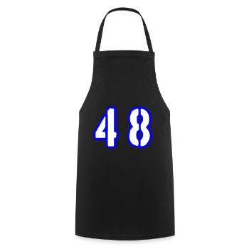 48 Zahl Symbol - Kochschürze - Schwarz - Vorne - AI Model Male 185 dark (185cm)