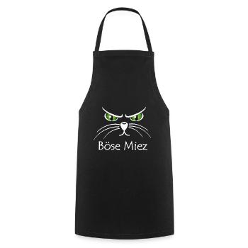 Böse Miez – Meine Katze schaut wer zu mir passt! - Kochschürze - Schwarz - Vorne - AI Model Male 185 dark (185cm)