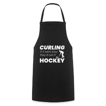Curling Sweeping Winter Ice Sport Curler Hockey - Cooking Apron - black - Front - AI Model Male 185 dark (185cm)